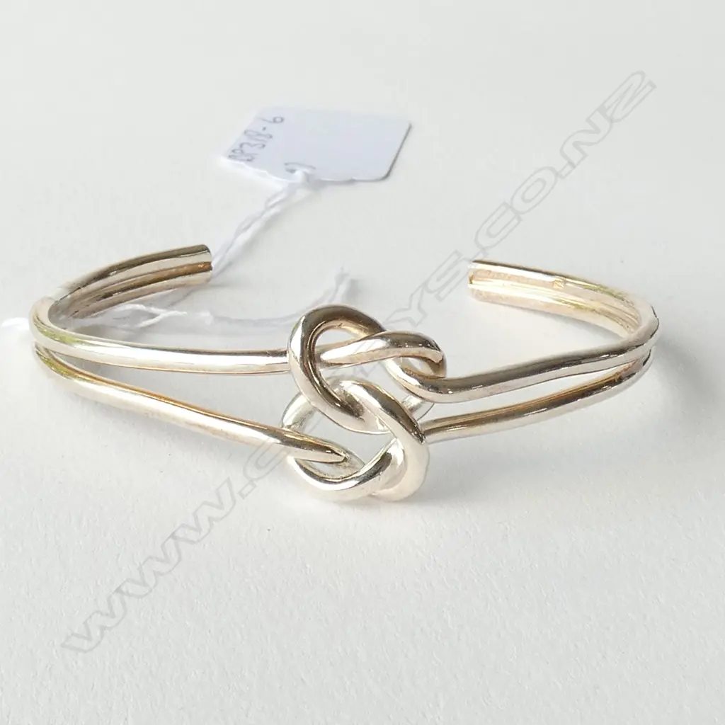 SILVER DOUBLE LOVE KNOT SLAVE BANGLE  17.7 GMS Image 1++
