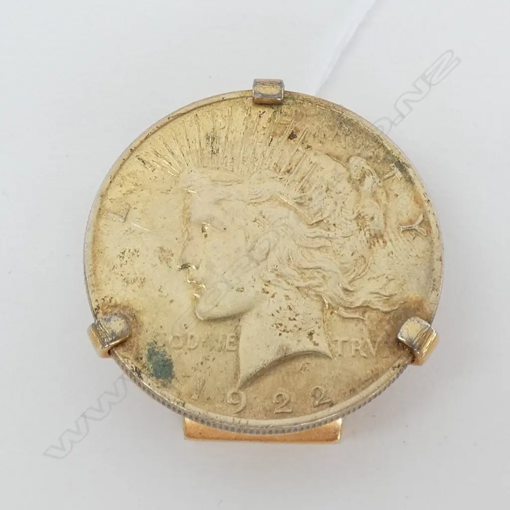 USA 1922 SILVER DOLLAR MONEY CLIP Image 1++