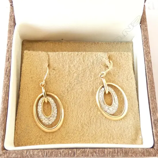 9CT GOLD & .15CT DIAMOND EARRINGS, WITH VALUATION ($900)