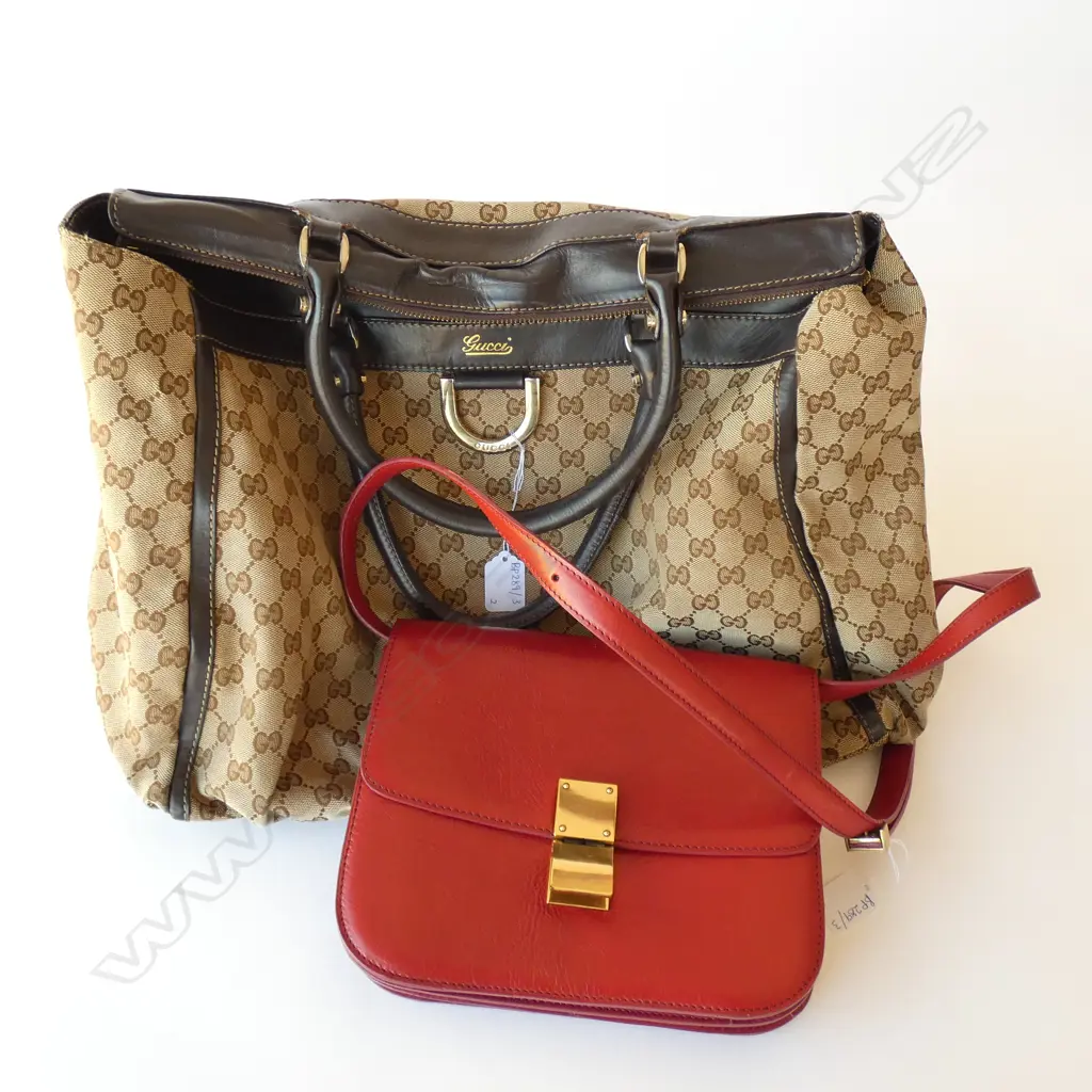TWO HANDBAGS; GUCCI? SOME WEAR AND RED CELINE? Image 1++