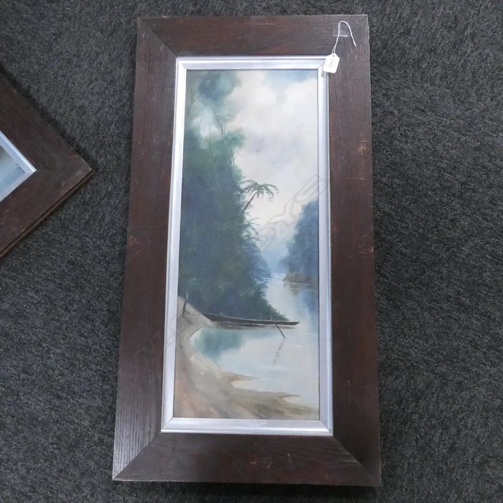 ATTRIBUTED HENRY GARRATT (DE RITZ) OIL ON CARD, IN OAK FRAME. 81 x 42.5cm OVERALL Image 1++