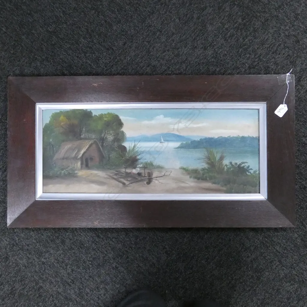 ATTRIBUTED HENRY GARRATT (DE RITZ) OIL ON CARD, IN OAK FRAME. 81 x 42.5cm OVERALL Image 1++