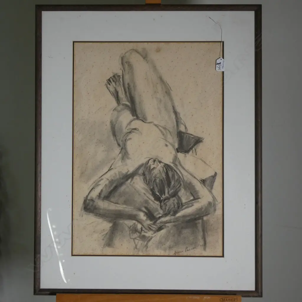 ARTIST UNKNOWN NUDE PENCIL STUDY 90 FOXING 580 X 400 MM Image 1++