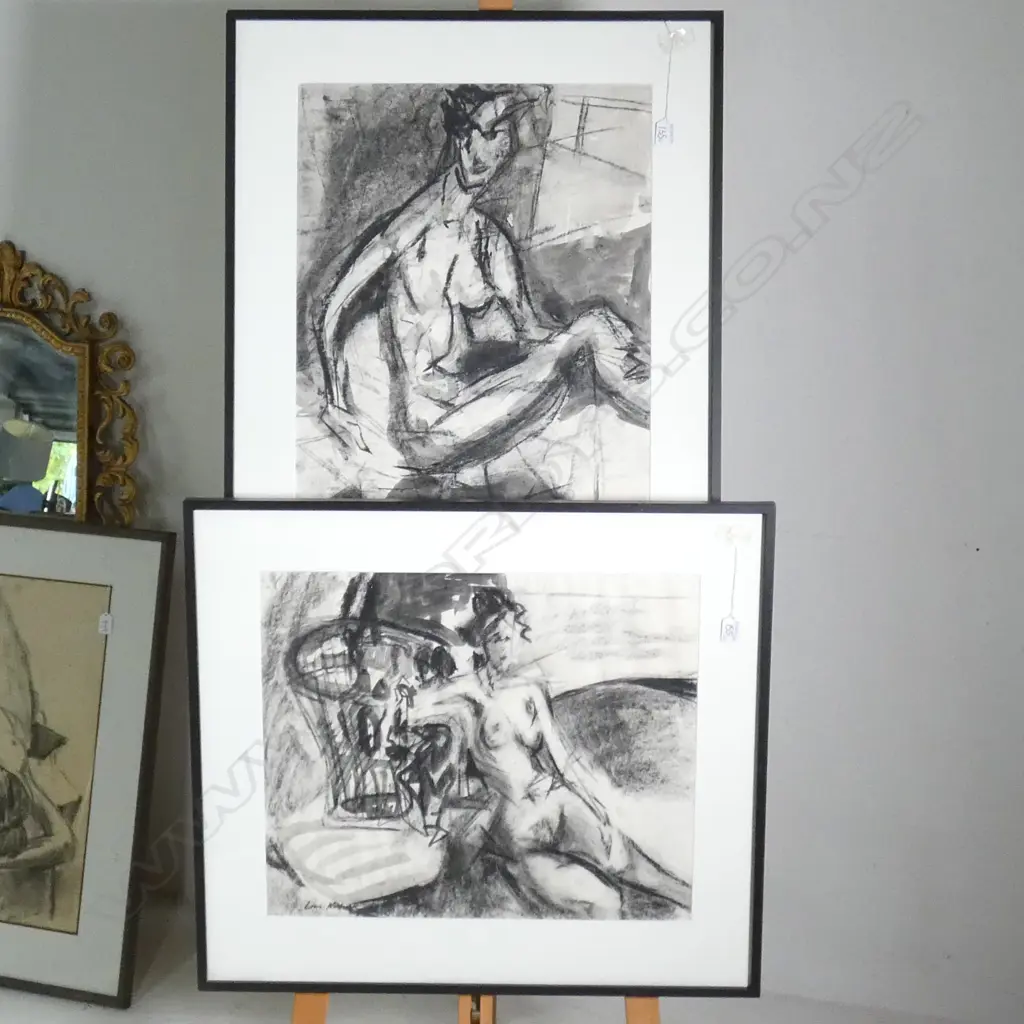 LOUIS WOLCHONEK (USA 1898-1973) MIXED MEDIA 2 NUDE STUDIES 580 x 460mm Image 1++