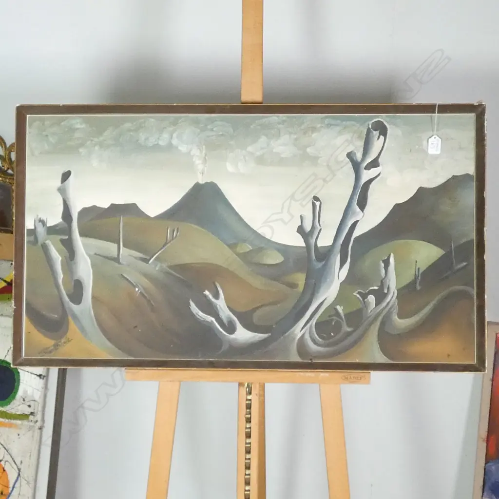 S.V. SLADE OIL ON BOARD NGAURUHOE 940 X 530 MM Image 1++