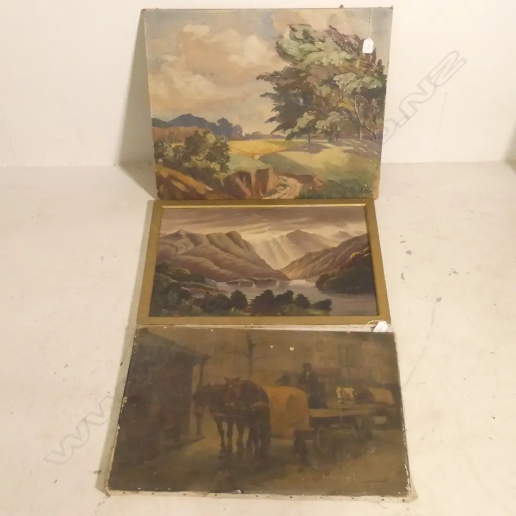2 UNFRAMED OIL LANDSCAPE + ONE FRAMED L 770 MM Image 1++