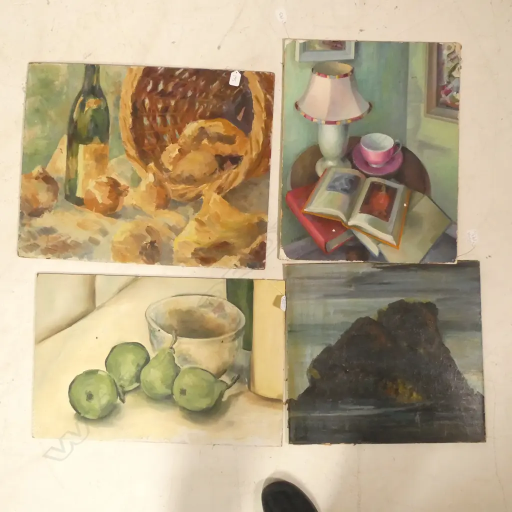 4 ASST UNFRAMED OIL PAINTINGS E EDWARDS ETC Image 1++