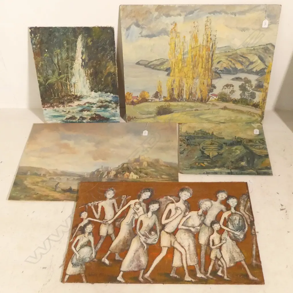 5 UNFRAMED OIL PAINTINGS VARIOUS SIZES  Image 1++