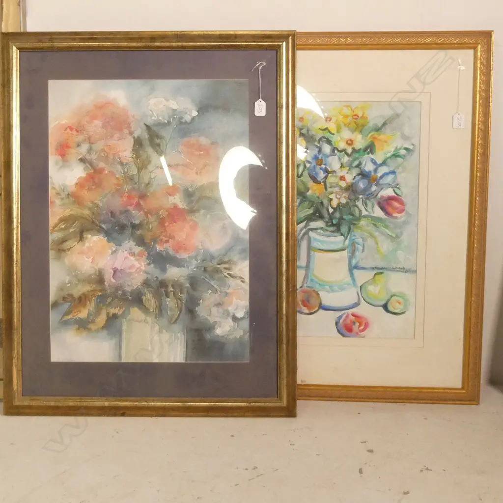 2 UNSIGNED W/COLOUR STILL LIFE 670 X 870 MM Image 1++