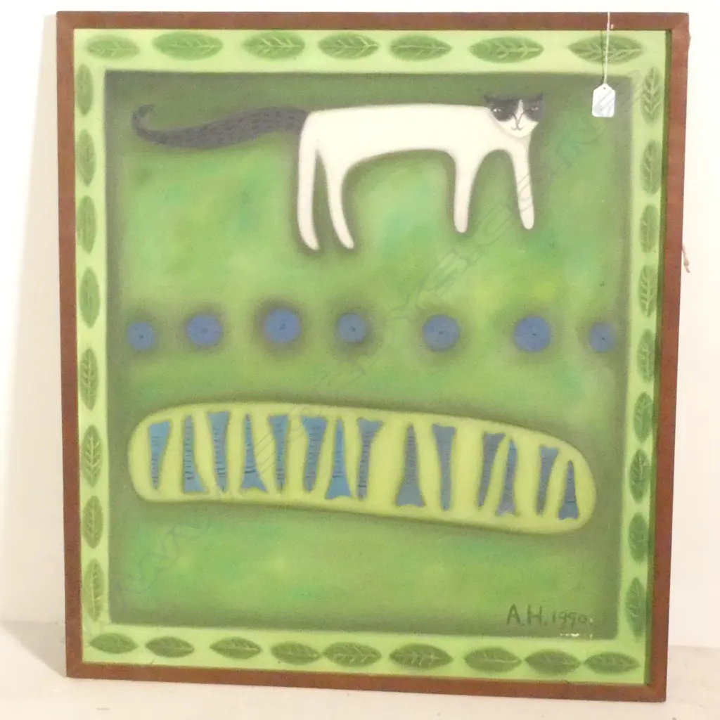 OIL ON BOARD CAT INITIALLED A.H 1999 800 X 740 MM  Image 1++
