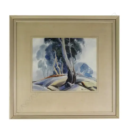 ROY J DICKISON, W/C, 'DRIFTING MIST THROUGH THE GUMS, MT.BUFFALO, VICTORIA, AUST' SIGNED, TITLED VERSO. 325 x 400mm
