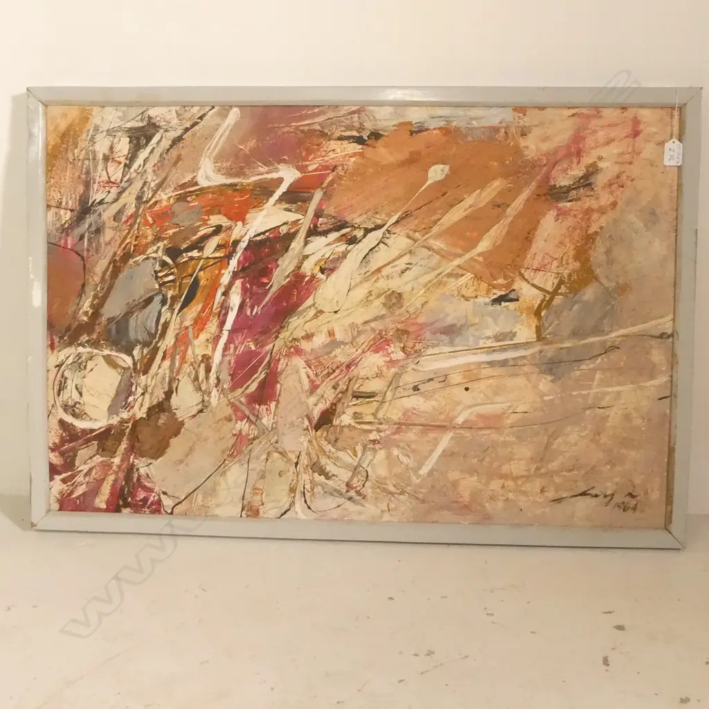 ARTIST UNKNOWN OIL ON BOARD ABSTRACT S+D 1964 600 X 940 MM  Image 1++