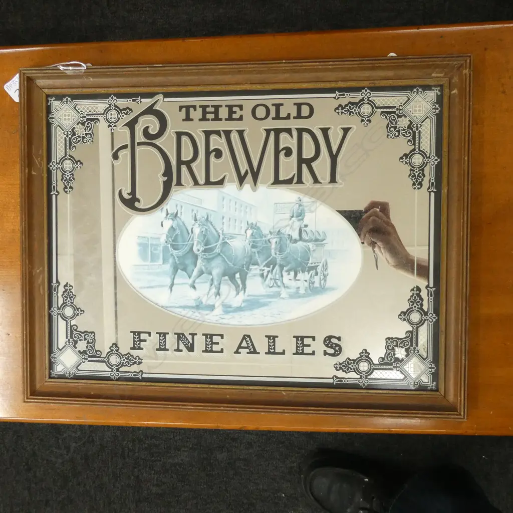 THE OLD BREWERY FINE ALES BAR MIRROR, 340 X 440MM (INCL FRAME) Image 1++