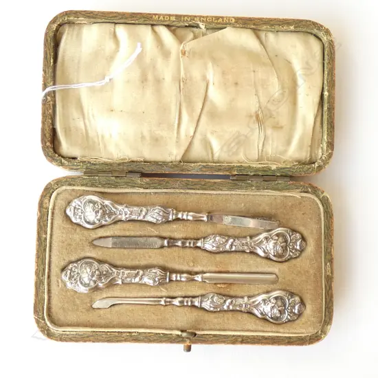 EDWARDIAN SILVER MANICURE SET - BOXED - BIRMINGHAM 1907