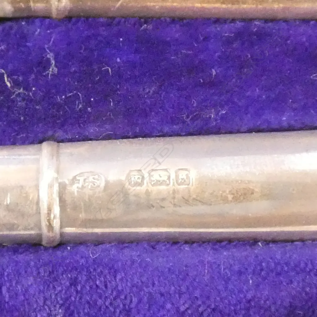CASED SET 6 STERLING SILVER PISTOL GRIP BUTTER KNIVES... Image 1++