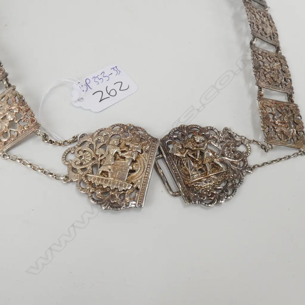 SILVER PLATE EGYPTIAN THEMED BELT Image 1++