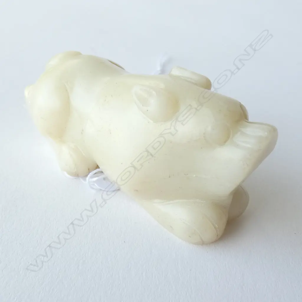 CHINESE 'MUTTONFAT' JADE BOAR L.70MM Image 1++