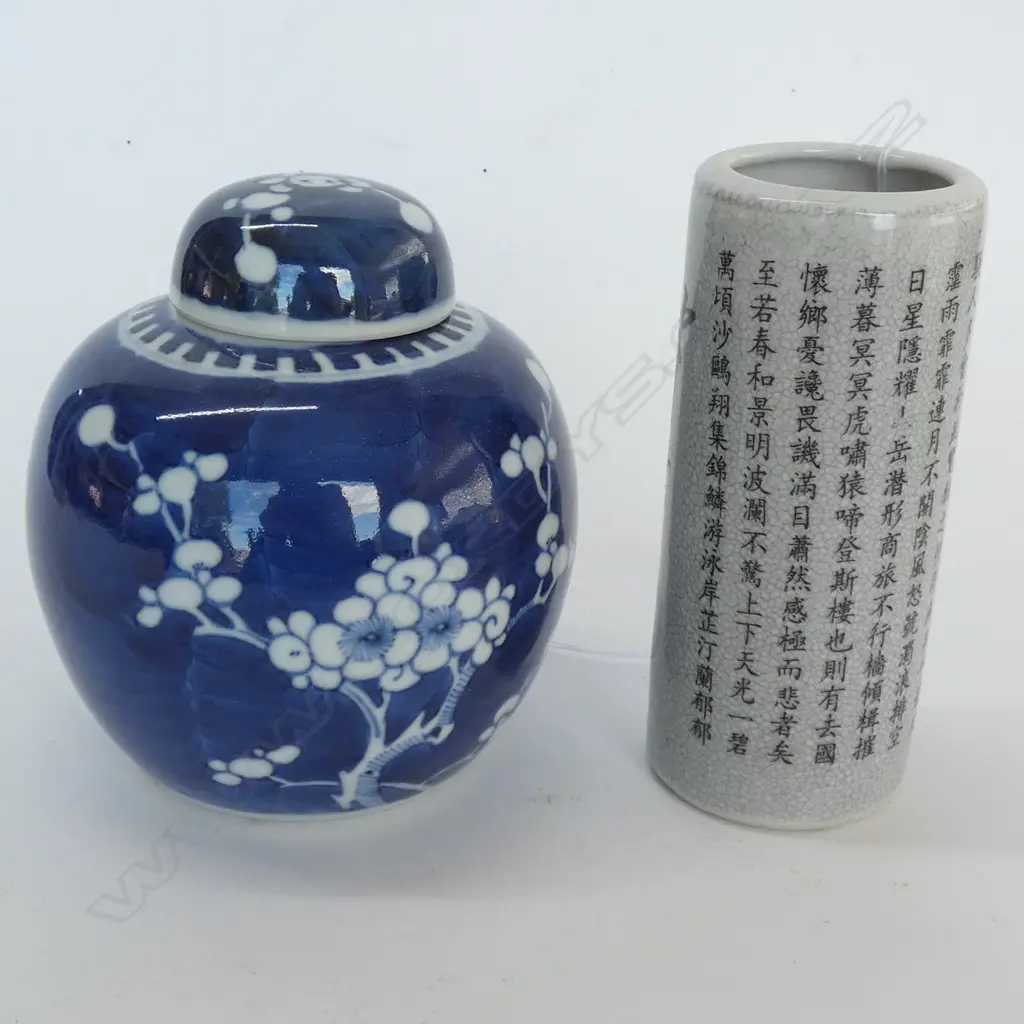 CHINESE B&W GINGER JAR + CYLINDER VAE, H.125mm Image 1++