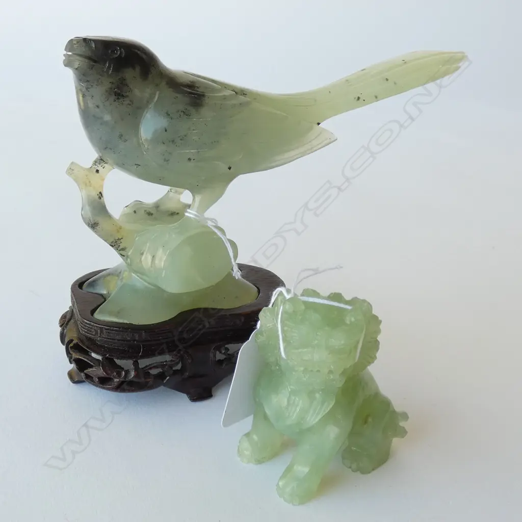 CHRYSOPRASE BIRD ON STAND L. 160MM+ LION Image 1++