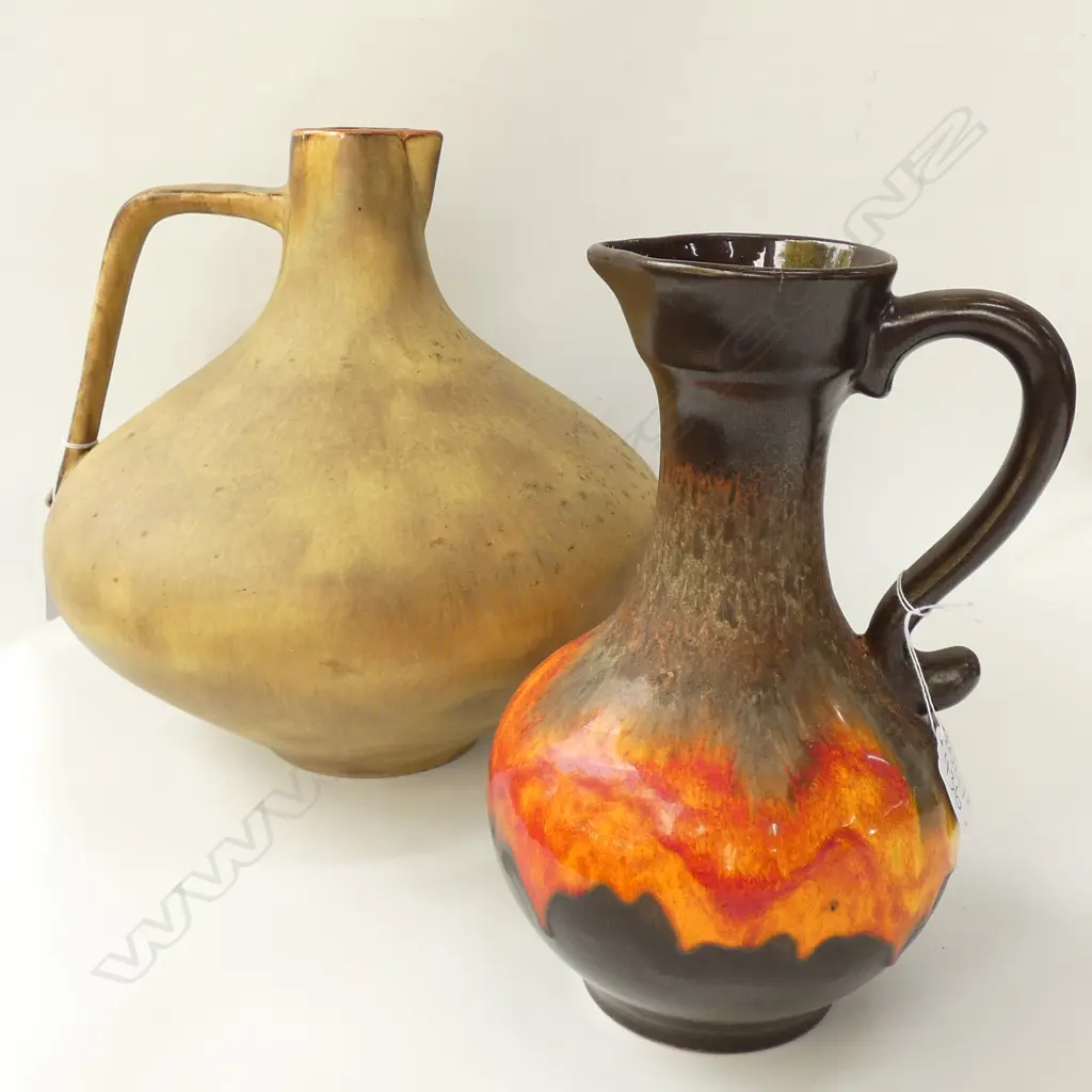 2 WEST GERMAN CERAMIC JUGS LARGEST 300MM DIA Image 1++