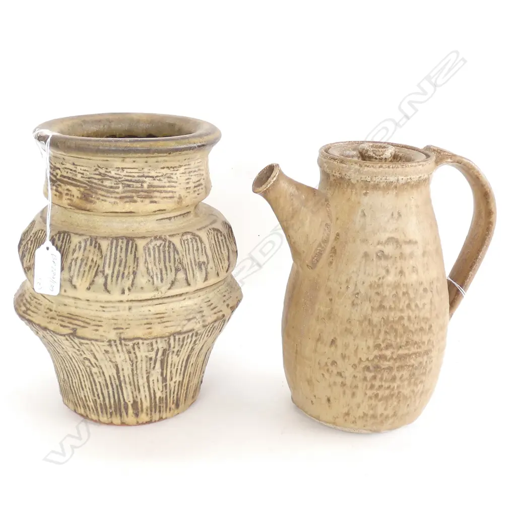 WOLF WRIGHT CERAMIC VASE + UNKNOWN COFFEE POT H230 MM Image 1++