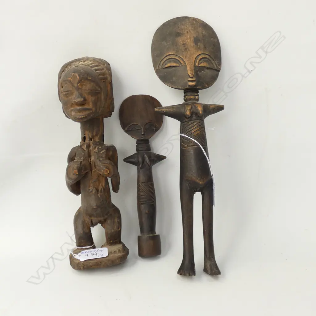 3 CARVED AFRICAN FIGURES H 310 MM Image 1++