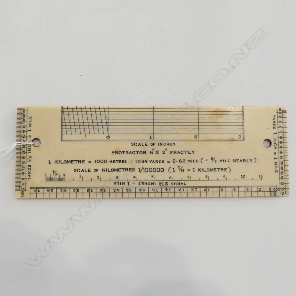 IVORY RECTANGULAR PROTRATOR SCALE OF MILES Image 1++