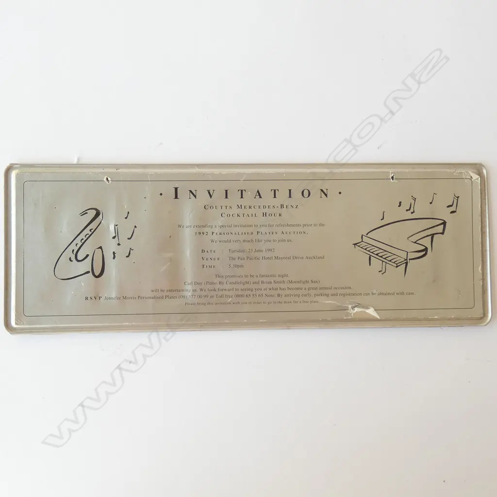 INVITATION CARD PLATE NUMBER 'BIDDER' IN BLUE Image 1++