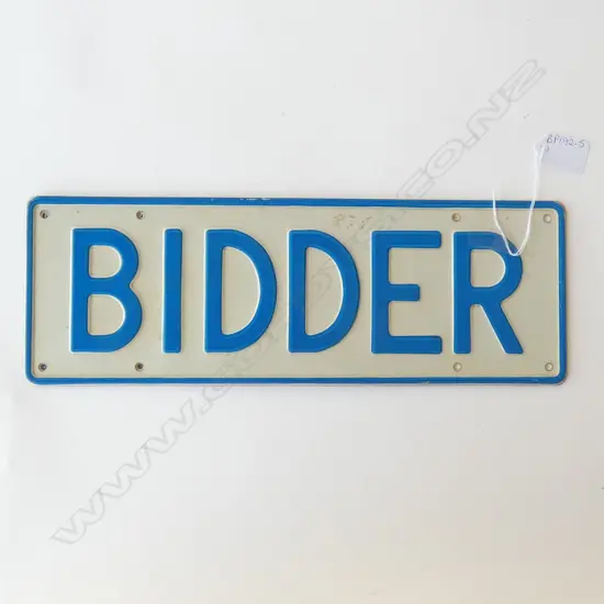 INVITATION CARD PLATE NUMBER 'BIDDER' IN BLUE