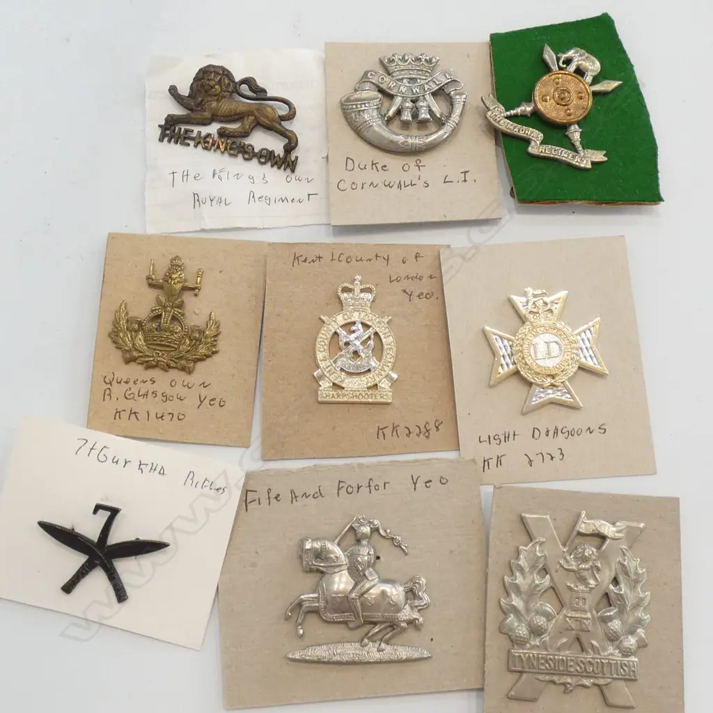 BAG 9 MILITARY BADGES NAMED ON CARD... Image 1++