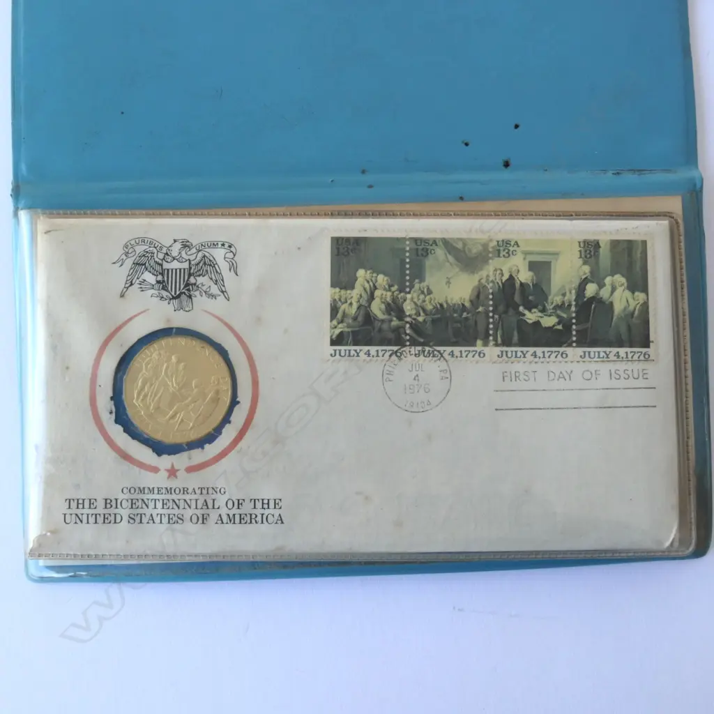 US BICENTENNIAL S/SILVER 1ST DAY COVER BOOK 1976, DIA. 31MM Image 1++