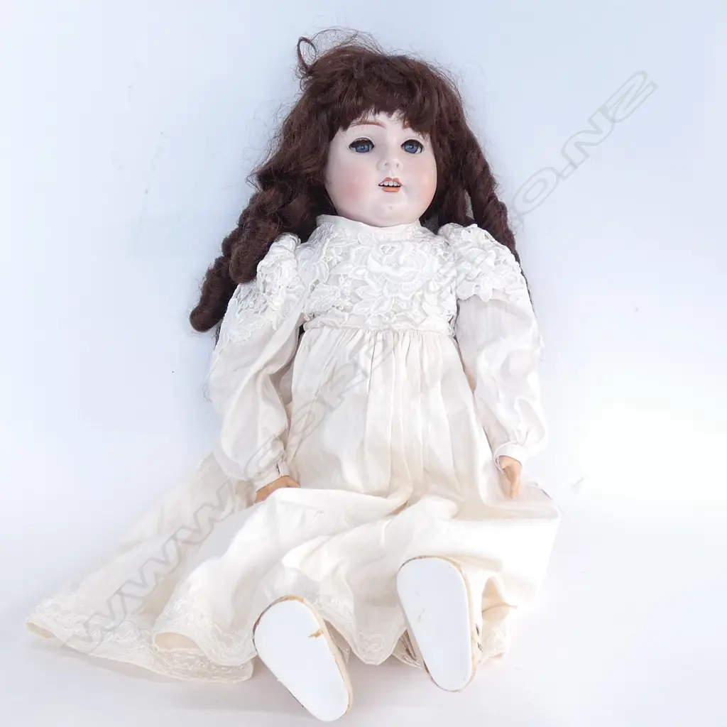 GERMAN 21 INCH DOLL SLEEPY EYE OPEN MOUTH PORCELAIN HEAD Image 1++