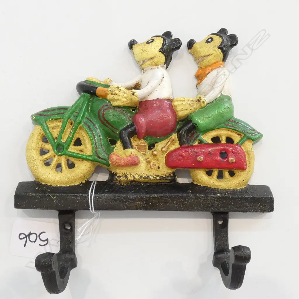 VINTAGE MICKEY MOUSE RIDING MOTORCYLE COAT RACK Image 1++