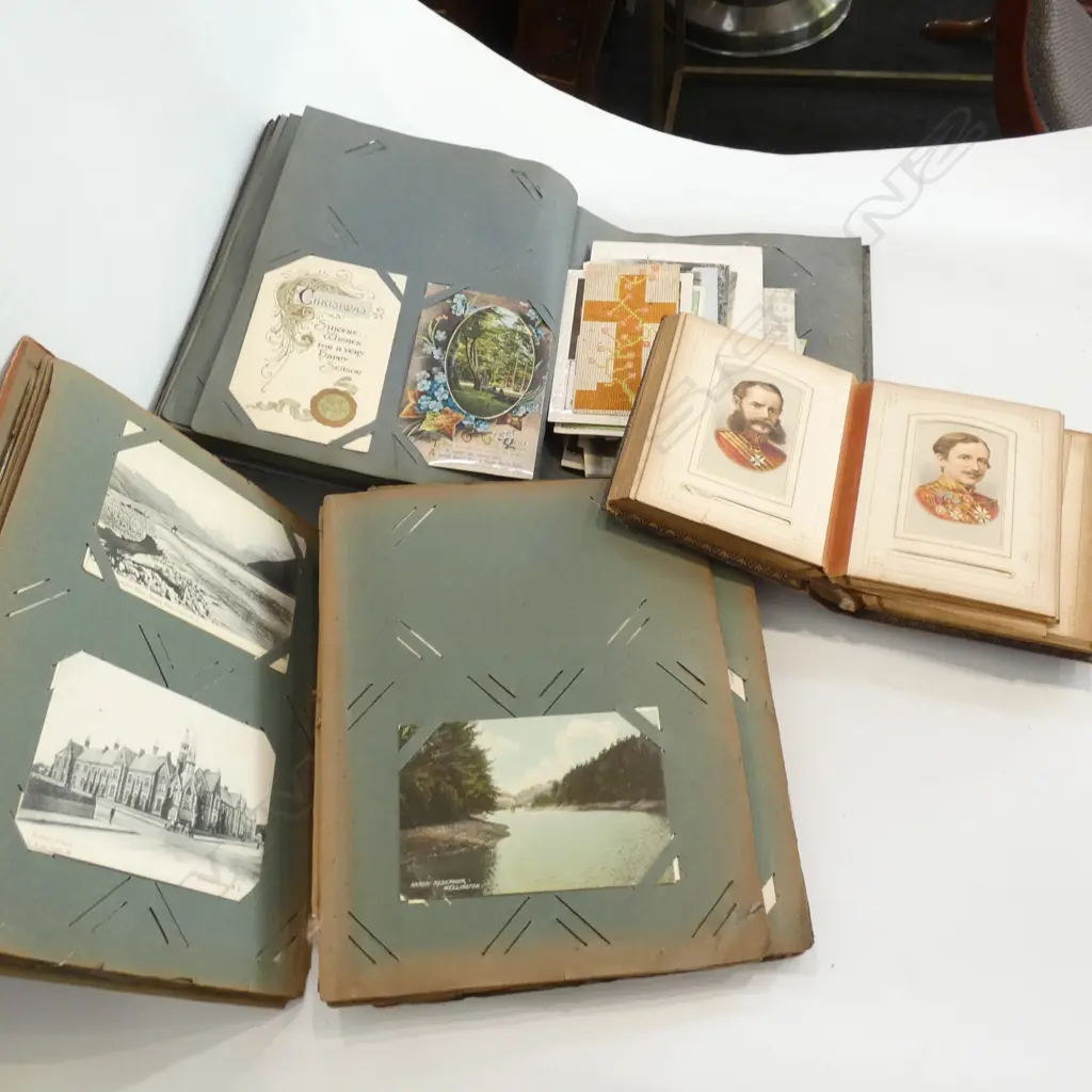 2 VICTORIAN POST CARD ALBUMS NZ INTEREST + ALBUM Image 1++