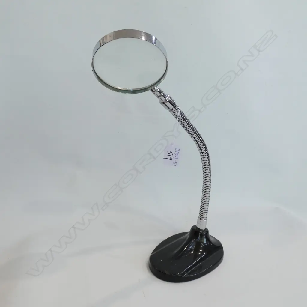 ART DECO GOOSE NECK MAGNIFYING GLASS ON ATOMIC BASE Image 1++