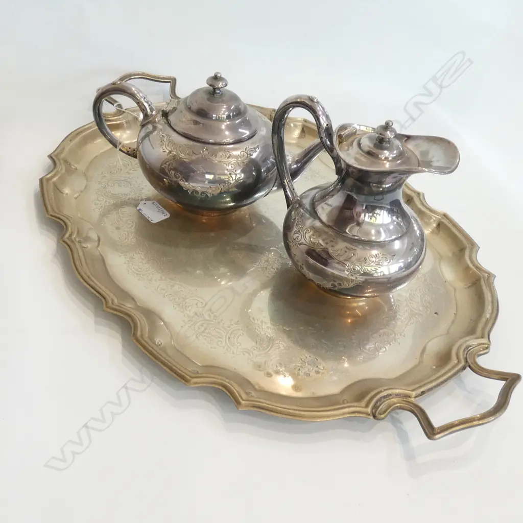 2 PC EP TEA SET ON TRAY Image 1++