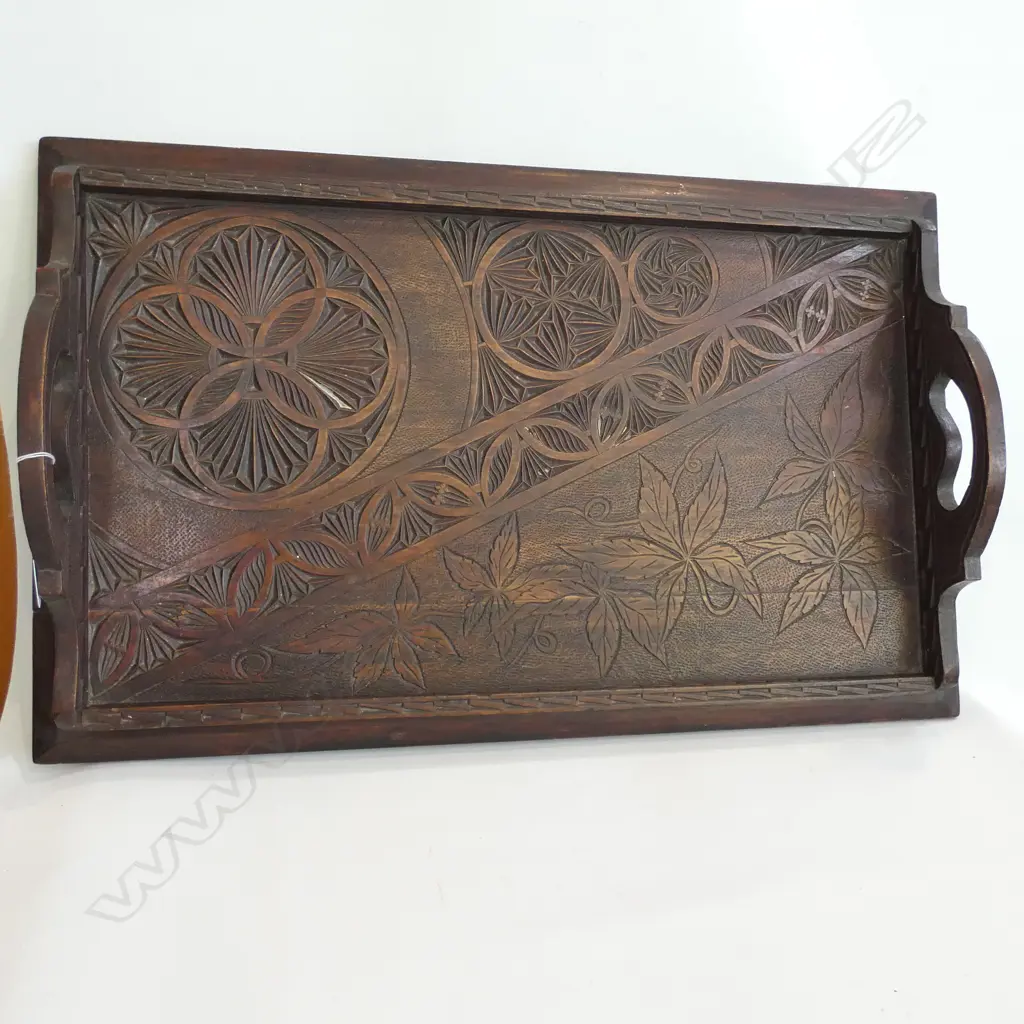 COLONIAL KAURI CHIP ART CARVED TRAY 610 X 385mm Image 1++