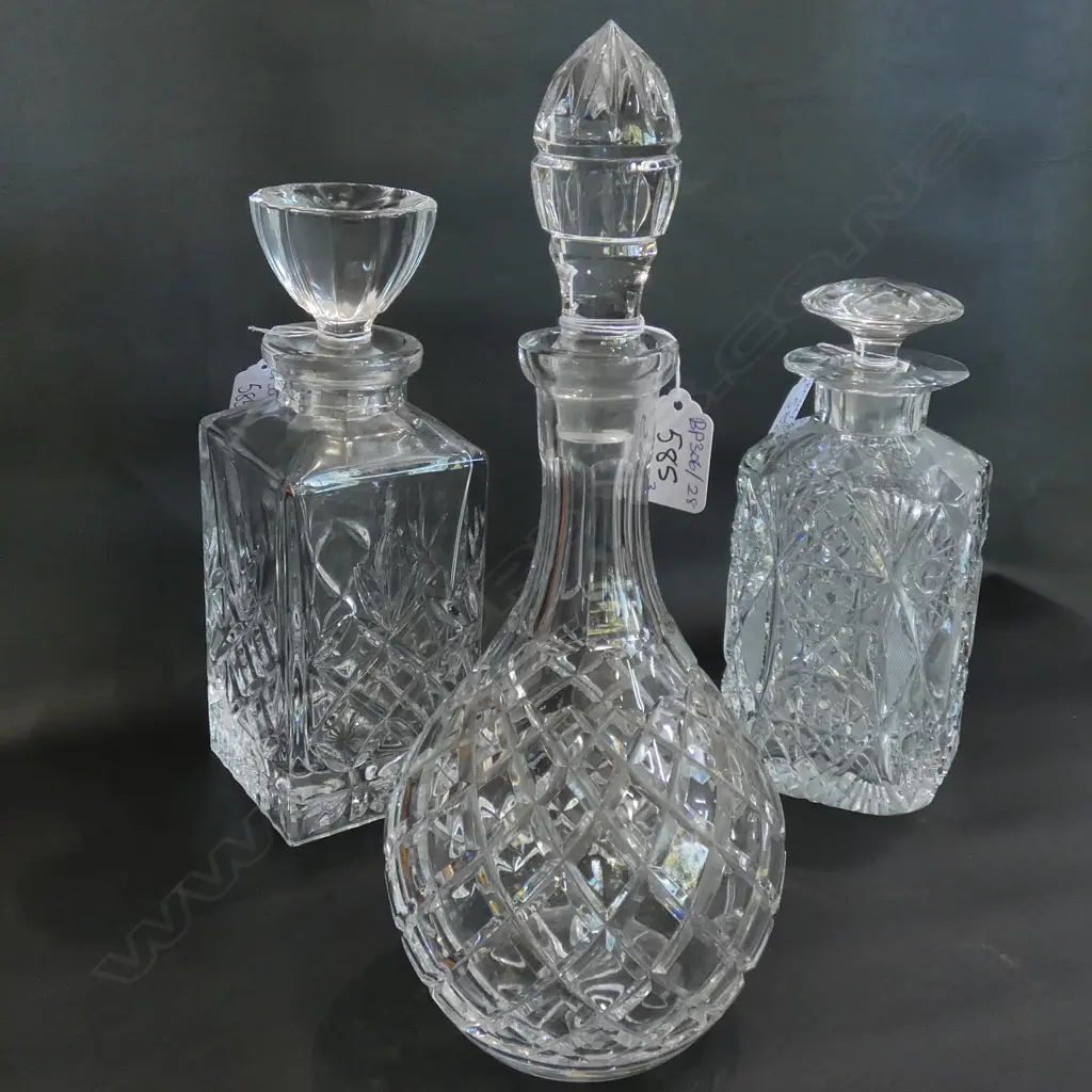 3 CRYSTAL DECANTERS Image 1++
