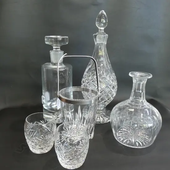 LOT ASST DECANTERS ETC