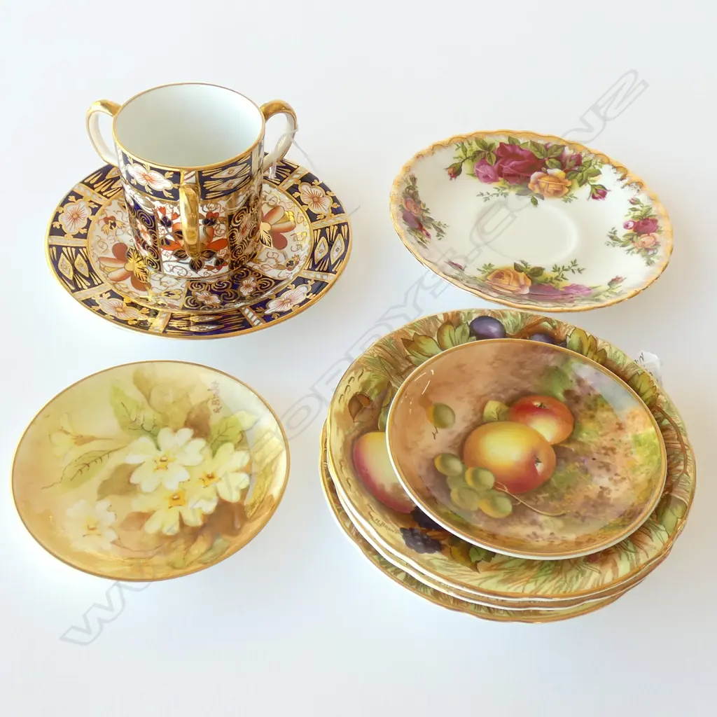 ROYAL CROWN DERBY CUP & SAUCER + 6 PLATES INCL OCR & AYNSLEY  Image 1++