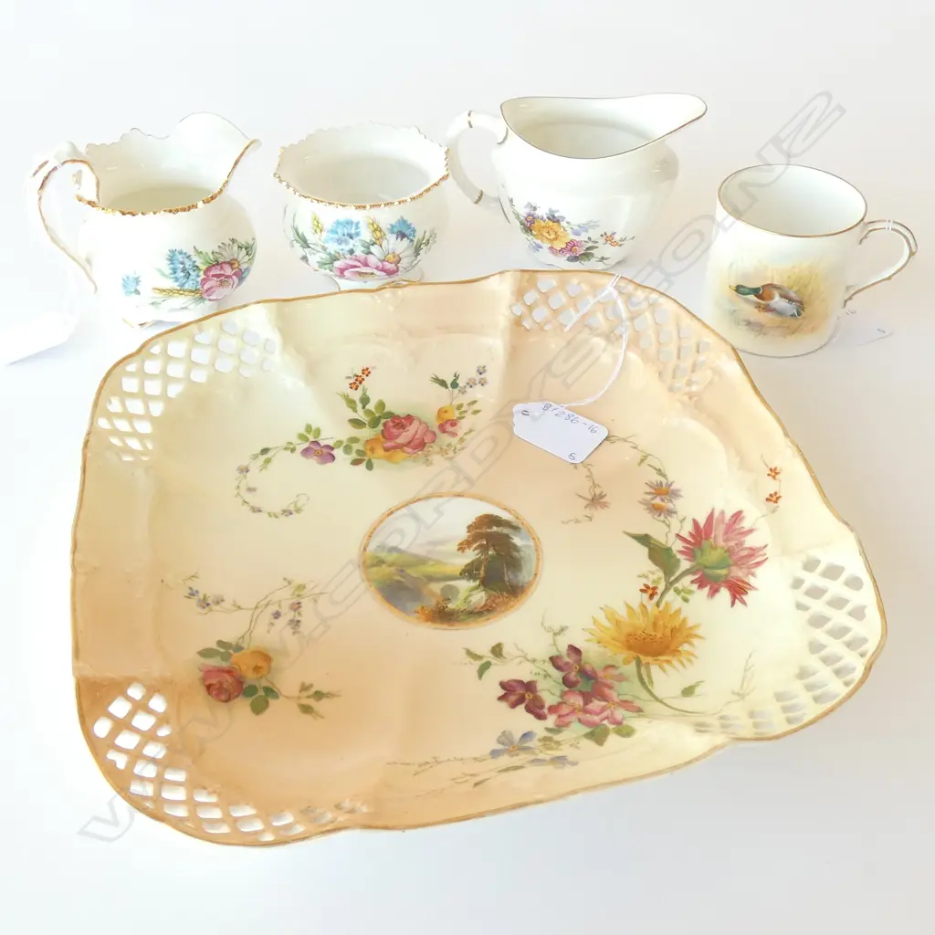 ROYAL WORCESTER DISH  (AF) + MUG + ROWN DERBY "POSIES" JUG + AYNSLEY SUGAR BOWL & JUG Image 1++