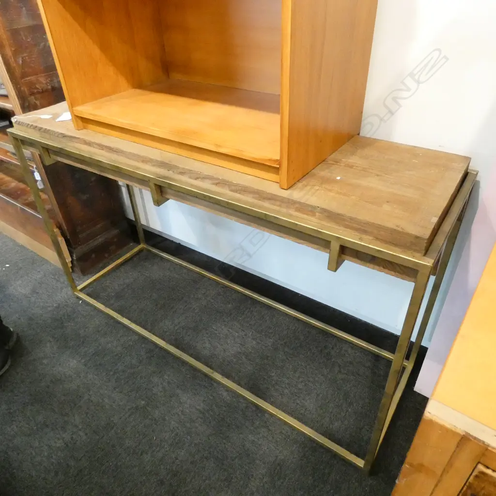 CONSUL TABLE WITH METAL BASE WITH WOODEN SLAB TOP L1440 MM Image 1++