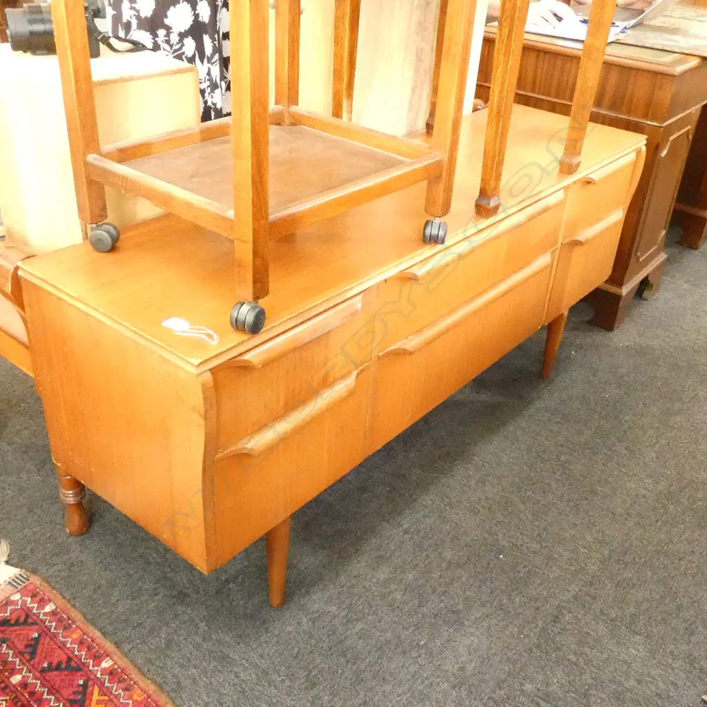 MID CENTURY STYLE SCANDINAVIAN DESIGN 6 DRAWER LOWBOY DRESSER L. 1425MM Image 1++