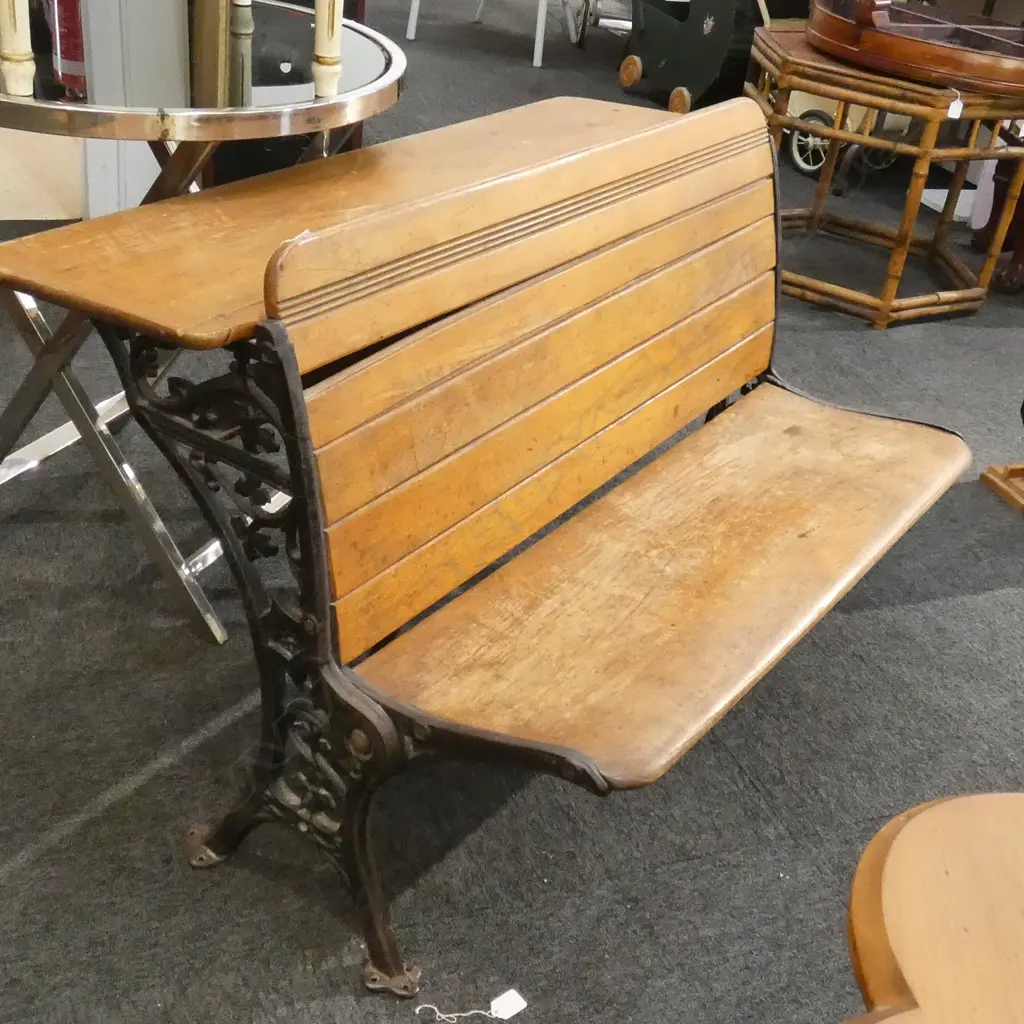 19THC IRON FRAMED SCHOOL DESK c1868 W 1070 MM Image 1++