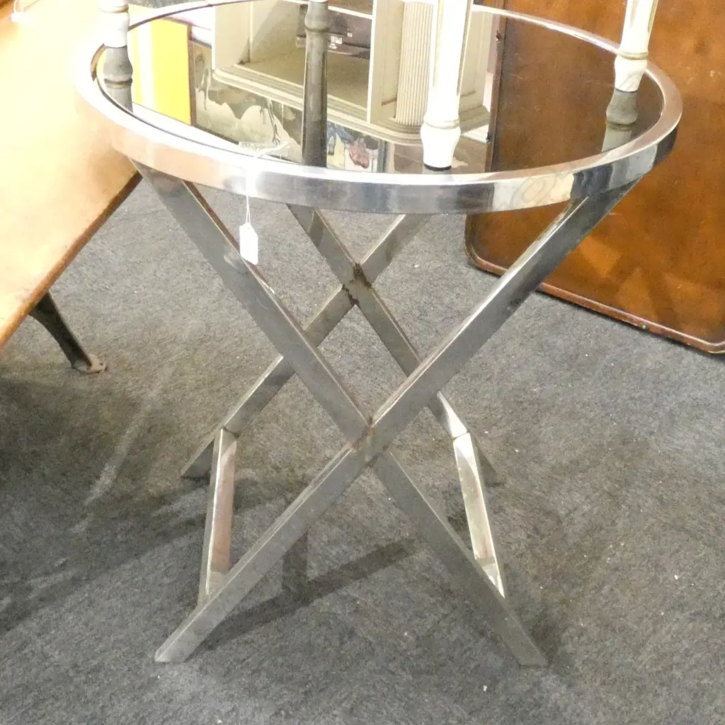 CIRCULAR GLASS TOP SIDE TABLE D 650 MM Image 1++