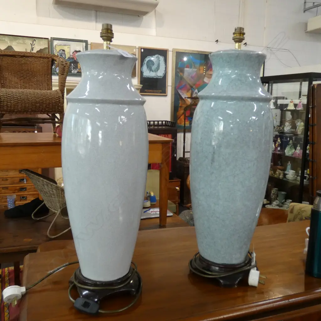 2 CRACKLE GLAZE LAMPS NO SHADES H. 670MM Image 1++