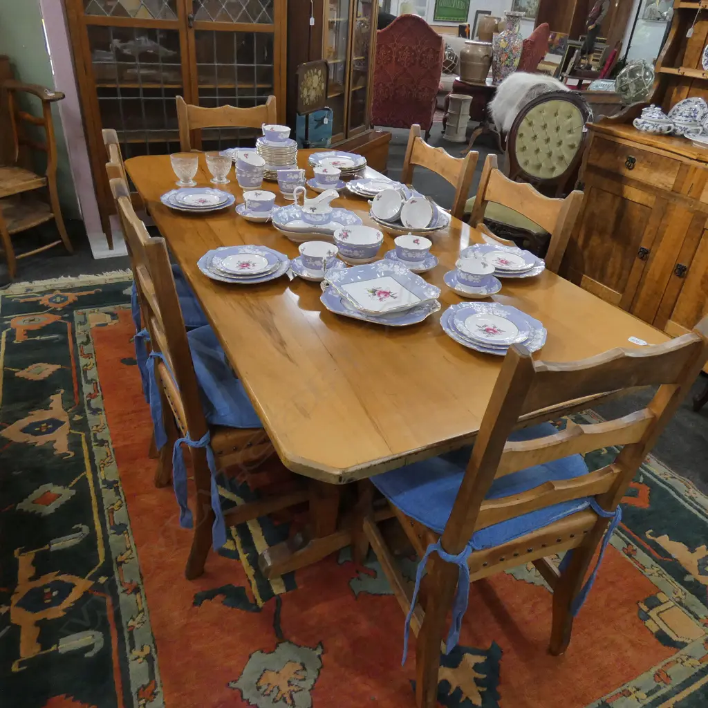 CHAPMAN TAYLOR DINING TABLE 1820 X 890MM + 6 LEATHER CHAIRS Image 1++
