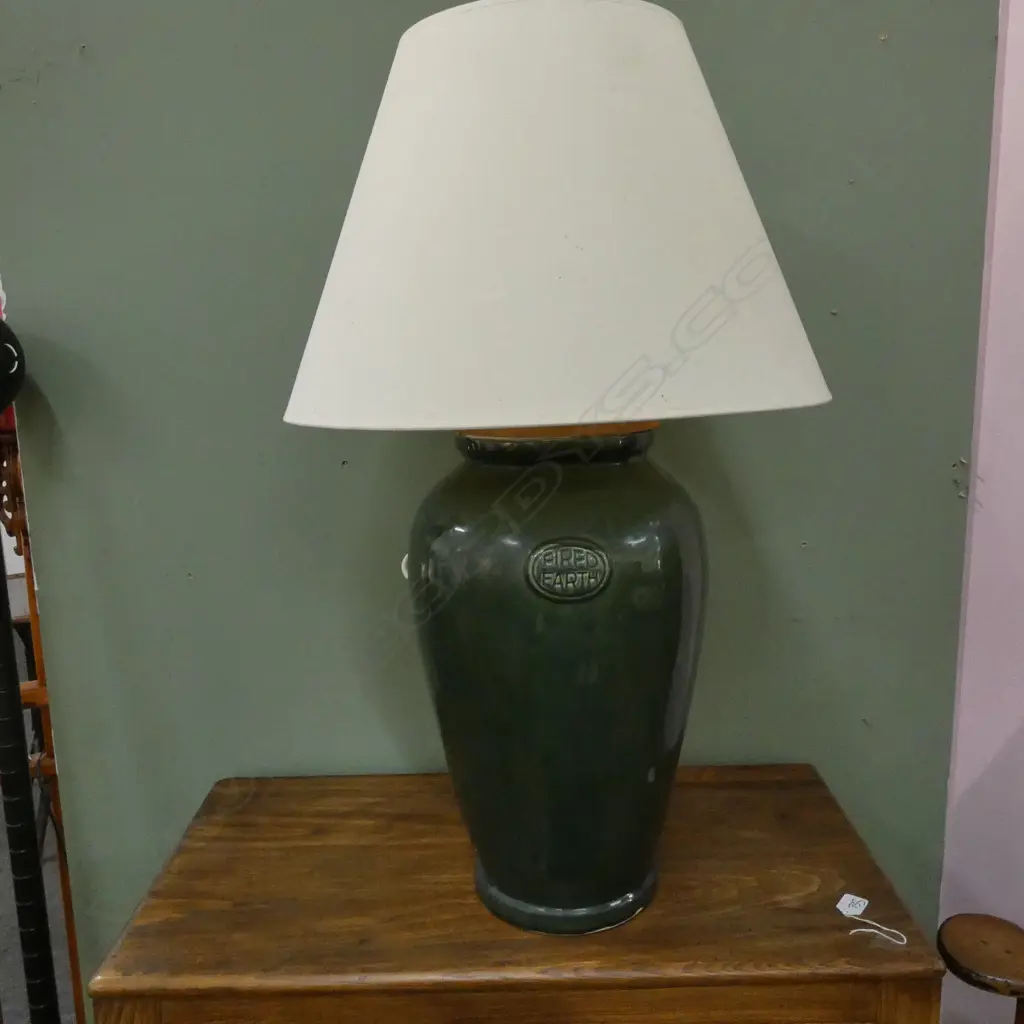 FIRED EARTH GREEN CERAMIC LAMP H. 870MM Image 1++