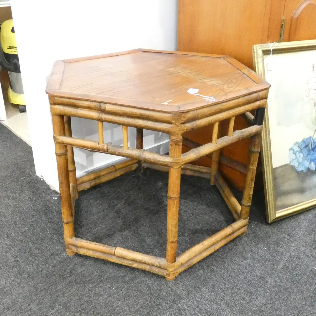 HEXAGONAL BAMBOO SIDE TABLE D 610 MM Image 1++