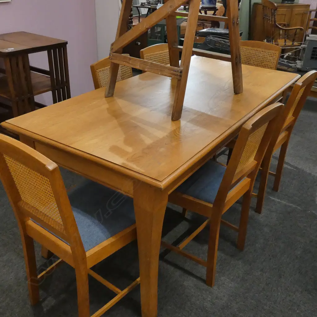 DINING TABLE & SIX CANE CHAIRS L.  Image 1++